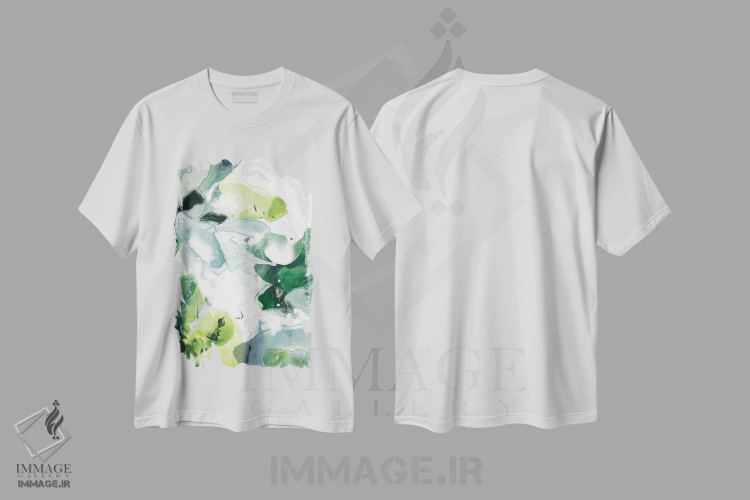 تیشرت سفید طرح دار سنگ مرمر جنگلی یک اثر جون اریکا وس | فروشگاه ایماژ
