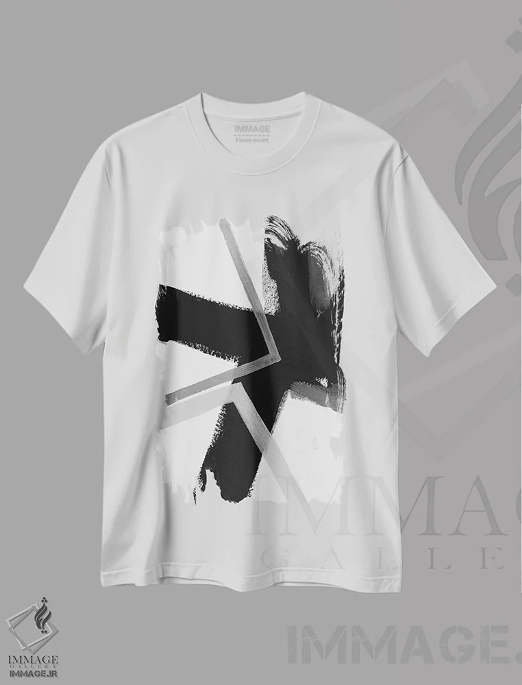 تیشرت سفید طرح دار تپش زاویه دار دو اثر جون اریکا وس | immage.ir