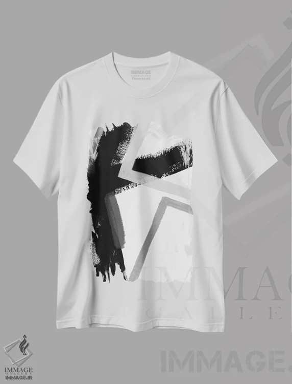 تیشرت سفید طرح دار تپش زاویه دار یک اثر جون اریکا وس | فروشگاه ایماژ