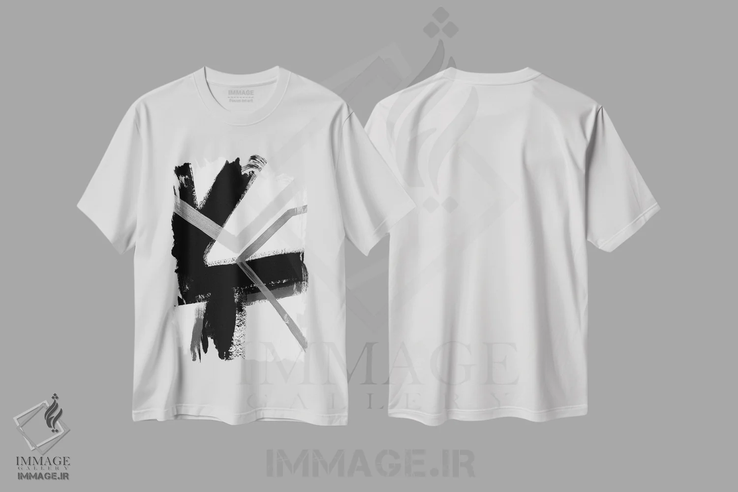 تیشرت سفید طرح دار تپش زاویه دار سه اثر جون اریکا وس | فروشگاه ایماژ