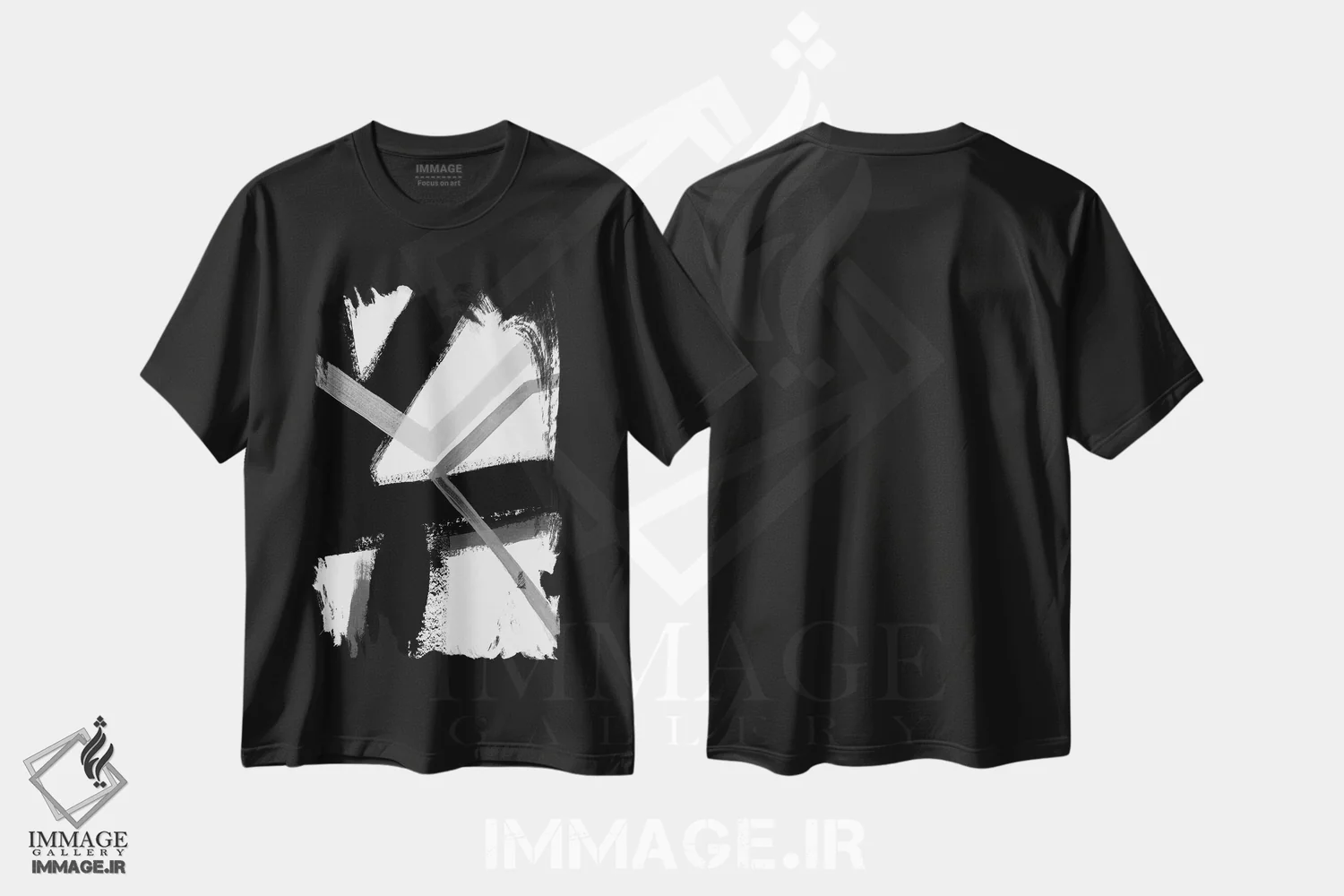 تیشرت مشکی طرح دار تپش زاویه دار سه اثر جون اریکا وس | immage.ir