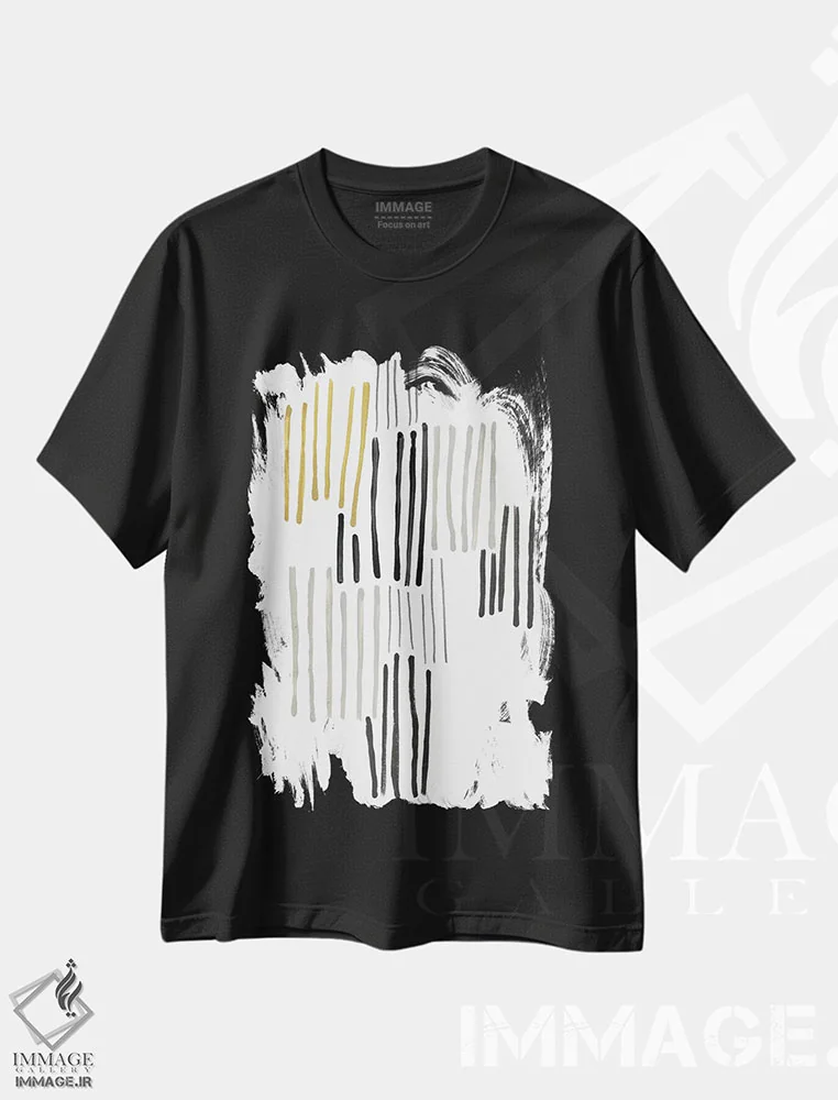 تیشرت مشکی طرح دار خطوط انرژی زمینی ۴ اثر جون اریکا وس | فروشگاه ایماژ