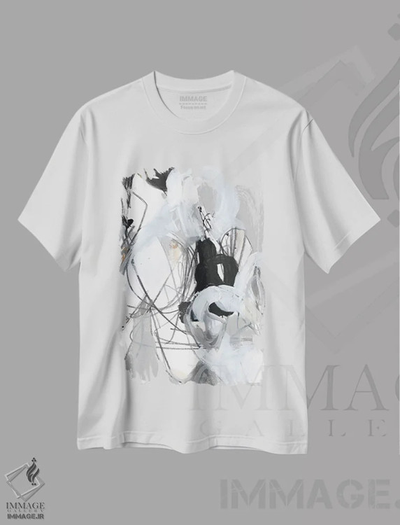 تیشرت سفید طرح دار نخ های درهم تنیده ۳ اثر جون اریکا وس | فروشگاه ایماژ