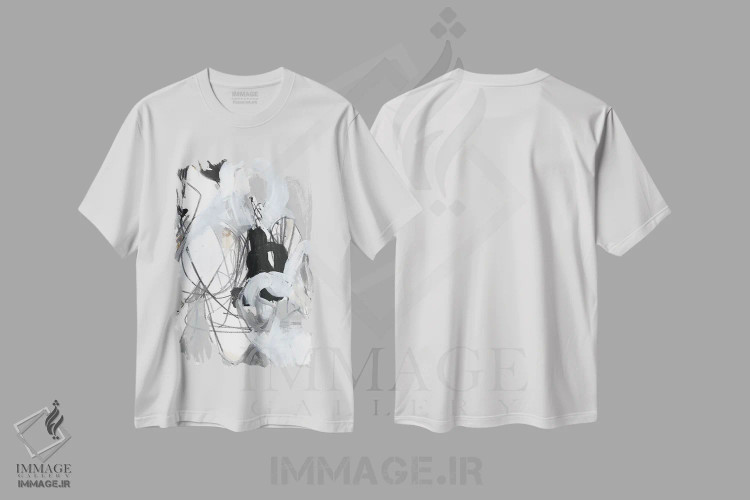 تیشرت سفید طرح دار نخ های درهم تنیده ۳ اثر جون اریکا وس | فروشگاه ایماژ