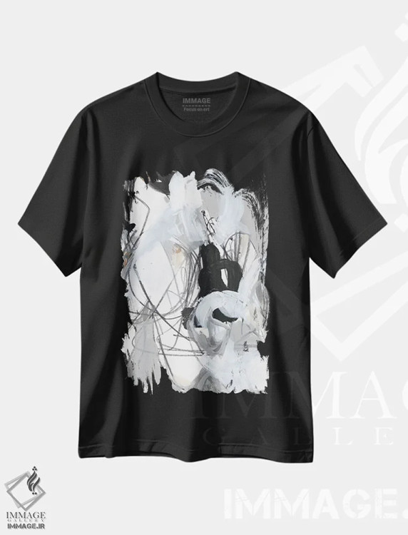تیشرت مشکی طرح دار نخ های درهم تنیده ۳ اثر جون اریکا وس | immage.ir
