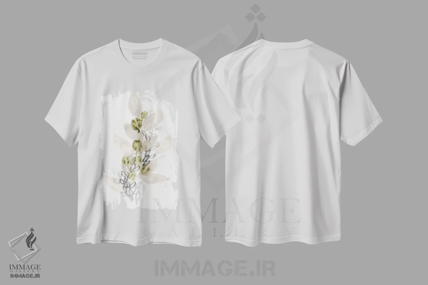 تیشرت سفید طرح دار گیاهان خیالی ۳، آبستره اثر جون اریکا وس | فروشگاه ایماژ