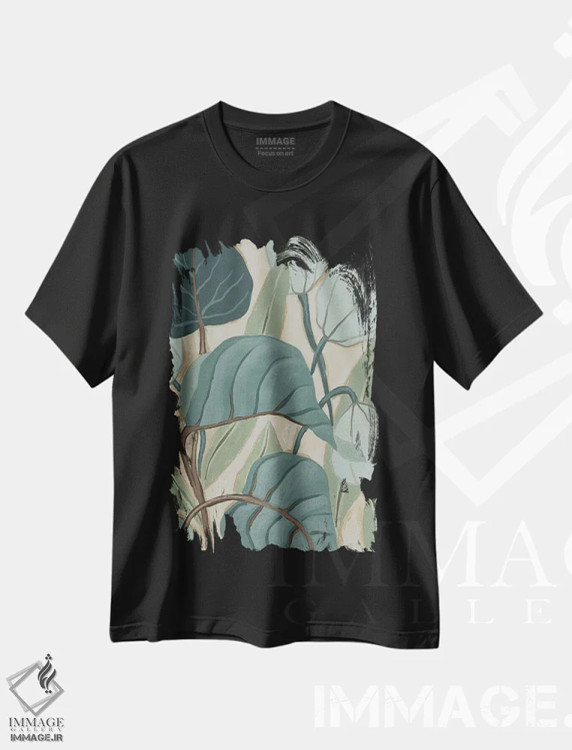 تیشرت مشکی طرح دار نخل های تخته سنگی ۲، مدیوم اثر جون اریکا وس | فروشگاه ایماژ