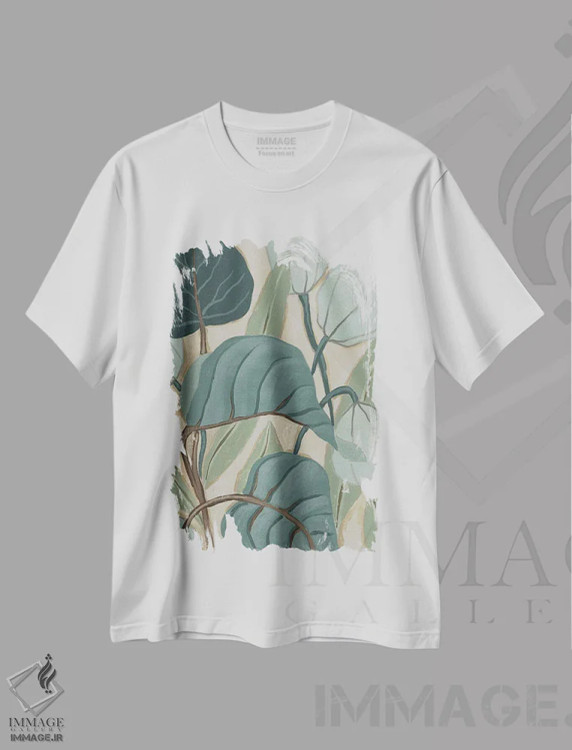 تیشرت سفید طرح دار نخل های تخته سنگی ۲، مدیوم اثر جون اریکا وس | immage.ir