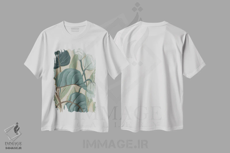 تیشرت سفید طرح دار نخل های تخته سنگی ۲، مدیوم اثر جون اریکا وس | immage.ir