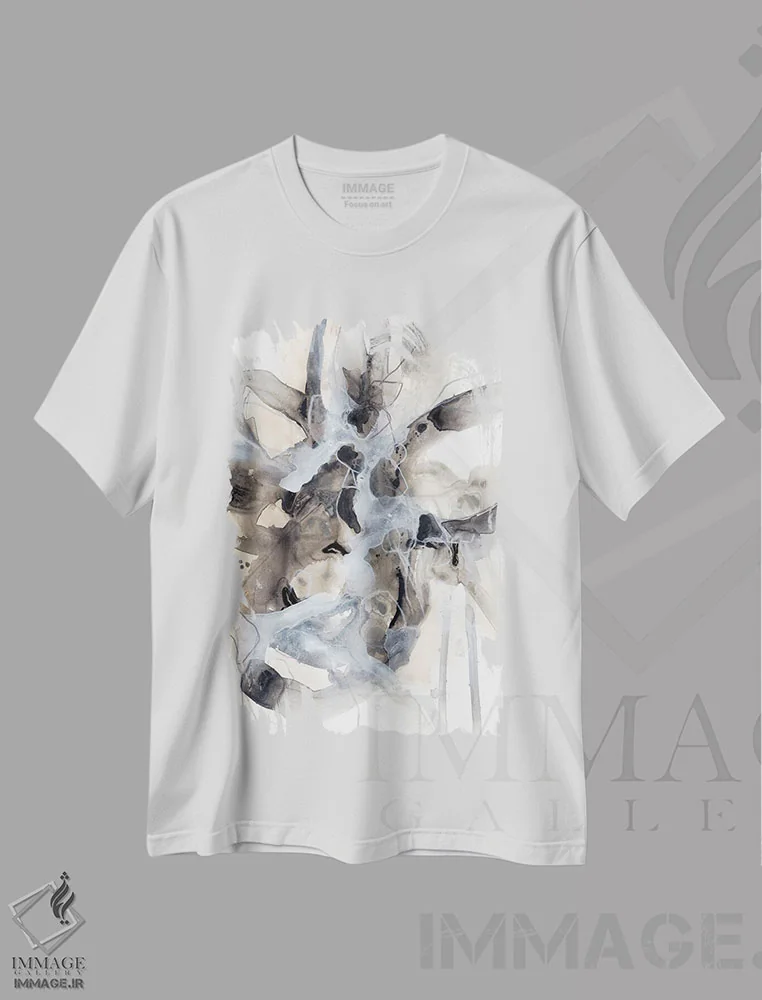تیشرت سفید طرح دار طوفان الکترونی ۲ اثر جون اریکا وس | immage.ir