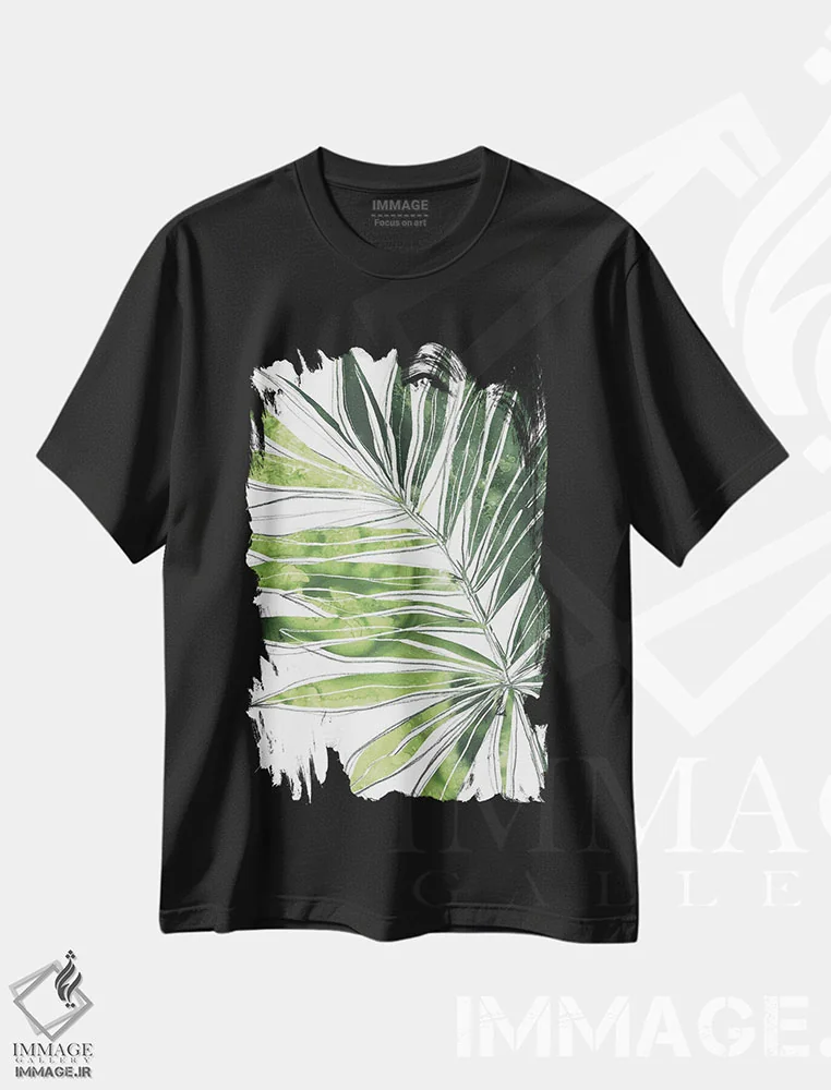 تیشرت مشکی طرح دار نخل پر احساس ۴، تزئینی اثر جون اریکا وس | immage.ir