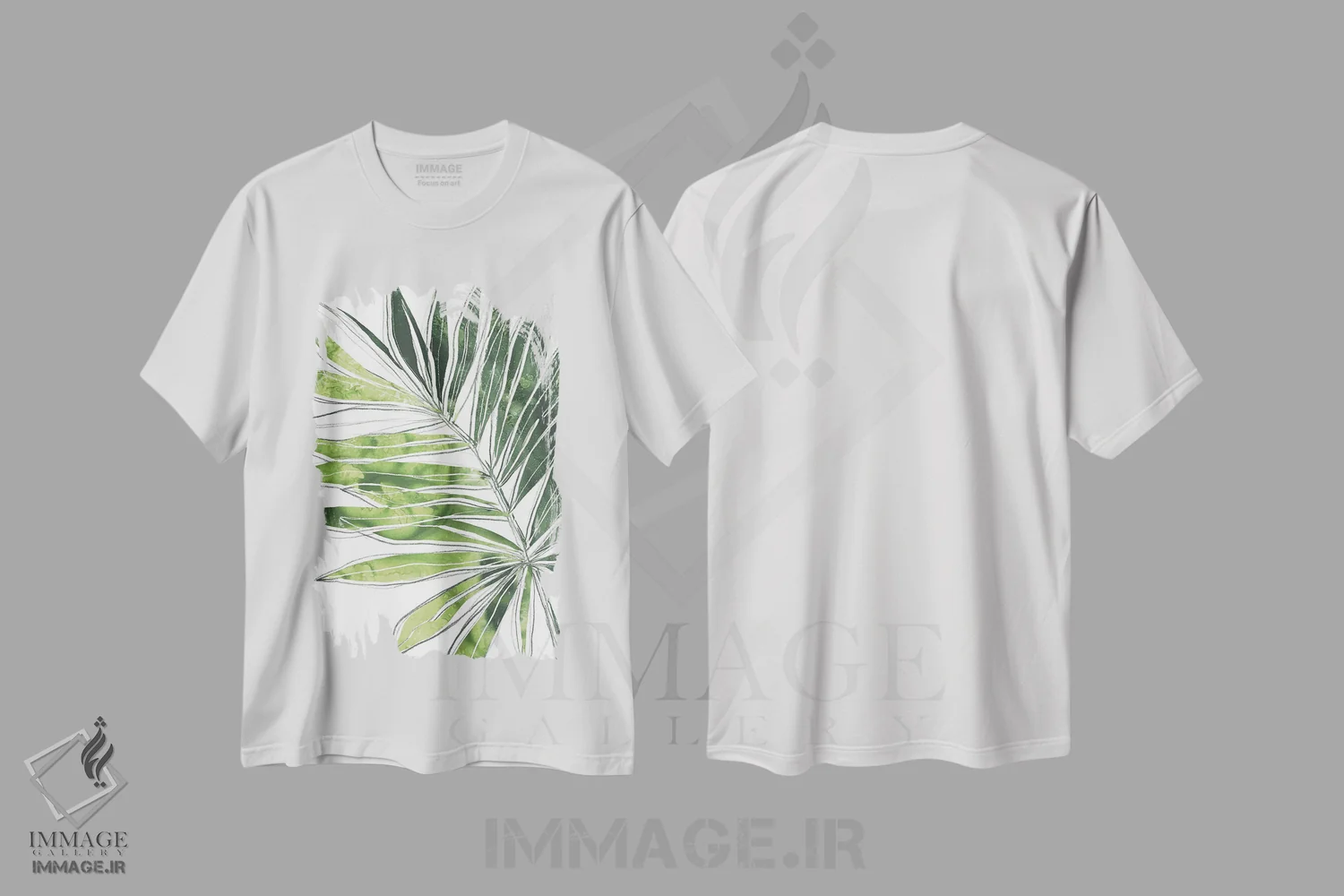 تیشرت سفید طرح دار نخل پر احساس ۴، تزئینی اثر جون اریکا وس | فروشگاه ایماژ