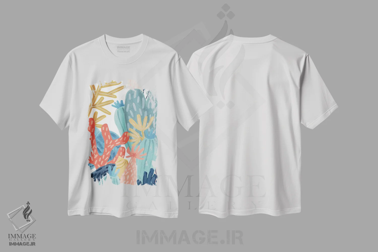 تیشرت سفید طرح دار تپه مرجانی کاغذی ۲، دکور ساحلی اثر جون اریکا وس | immage.ir