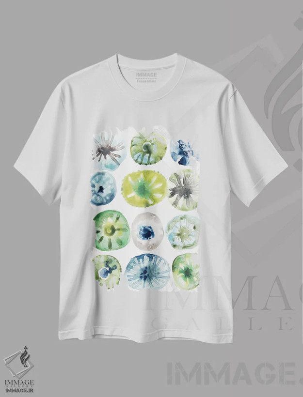 تیشرت سفید طرح دار مجموعه خارپشت دریایی ۱، دکور ساحلی اثر جون اریکا وس | فروشگاه ایماژ