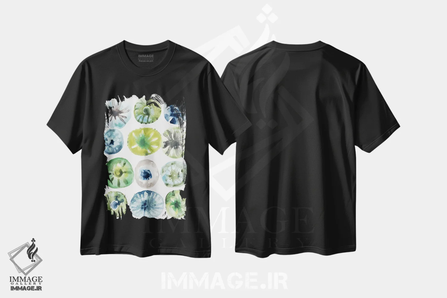 تیشرت مشکی طرح دار مجموعه خارپشت دریایی ۱، دکور ساحلی اثر جون اریکا وس | immage.ir