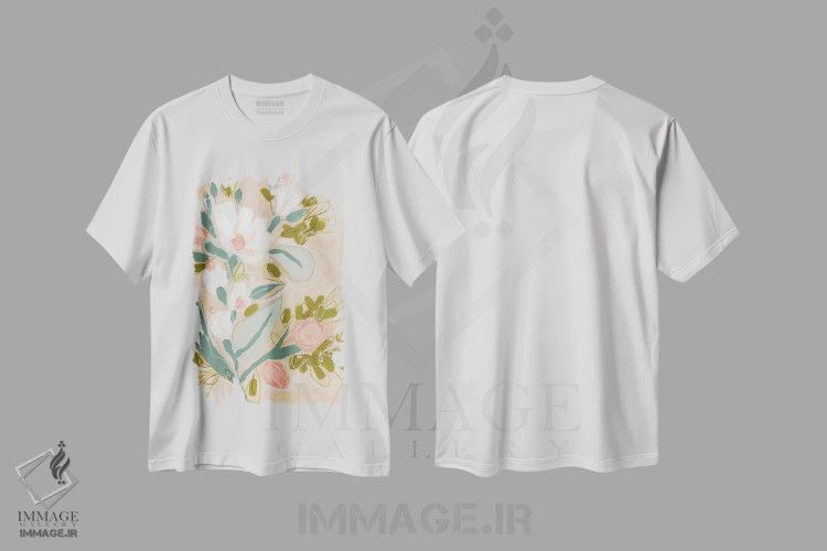 تیشرت سفید طرح دار طرح بهاری ۱، آبستره اثر جون اریکا وس | immage.ir