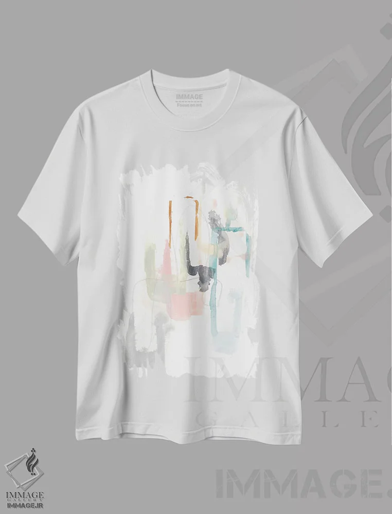 تیشرت سفید طرح دار پنجره های پاستلی ۲، آبستره اثر جون اریکا وس | immage.ir
