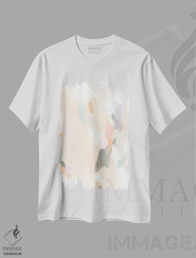 تیشرت سفید طرح دار ریتم آبشار ۲ اثر جون اریکا وس | فروشگاه ایماژ