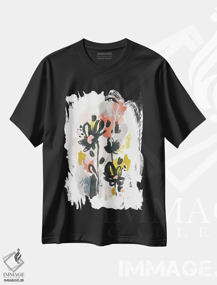 تیشرت مشکی طرح دار گردآوری باغ ۱، آبستره اثر جون اریکا وس | immage.ir