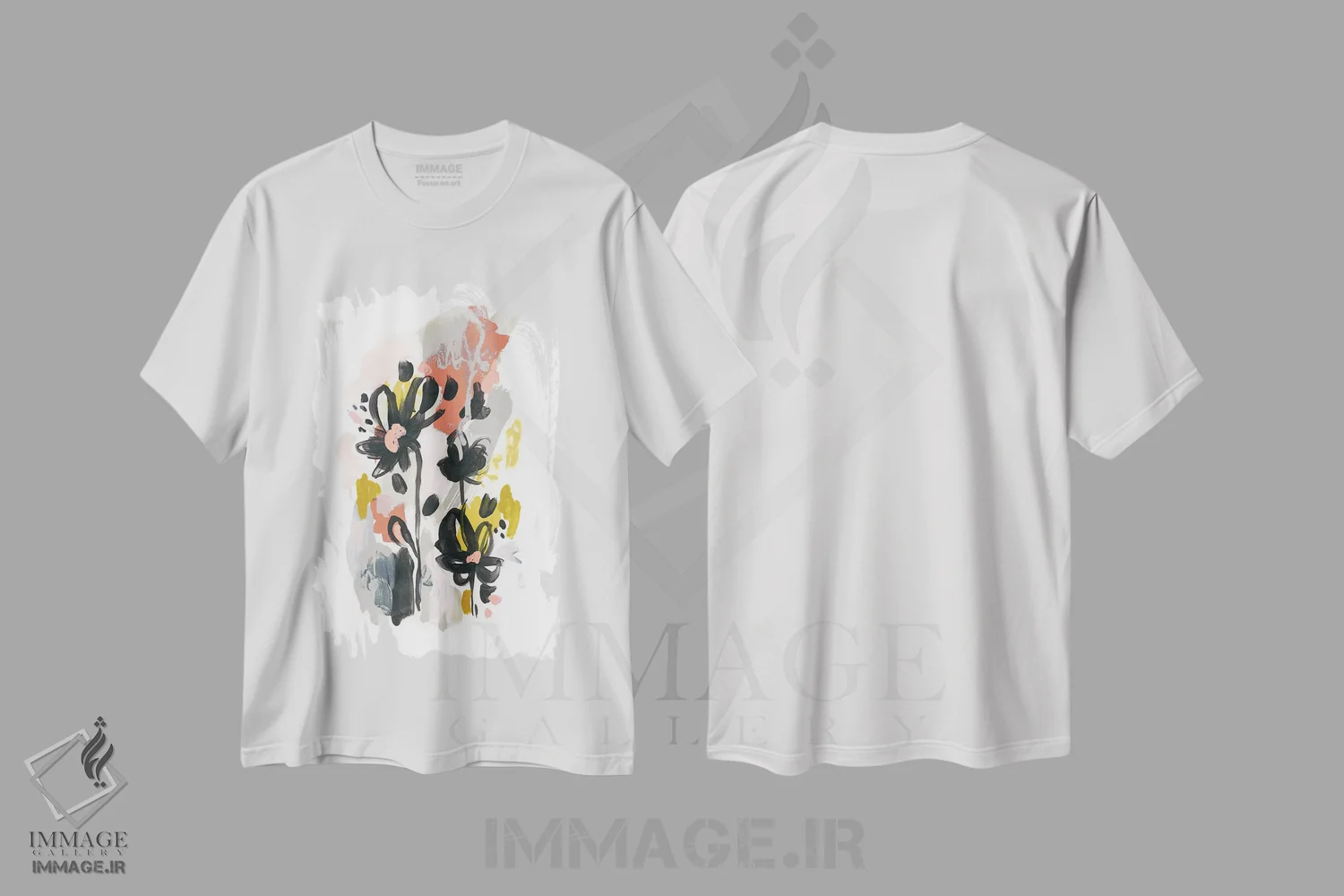 تیشرت سفید طرح دار گردآوری باغ ۱، آبستره اثر جون اریکا وس | فروشگاه ایماژ