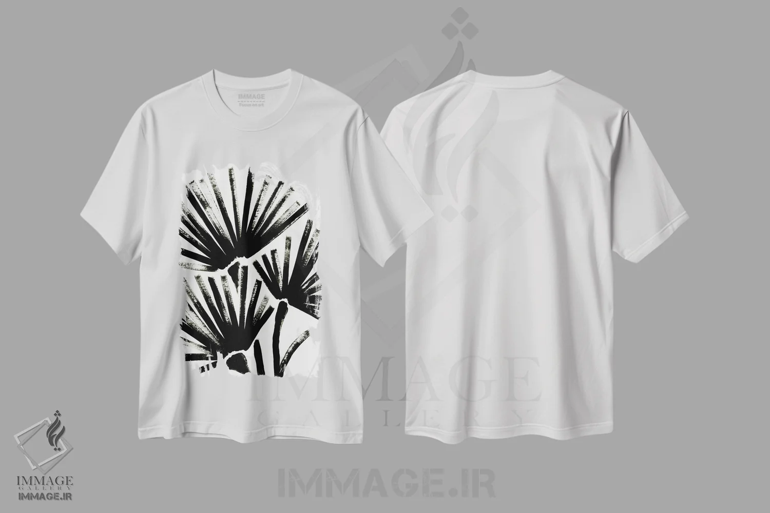 تیشرت سفید طرح دار قلم موی بادبزنی ۲، آبستره اثر جون اریکا وس | immage.ir