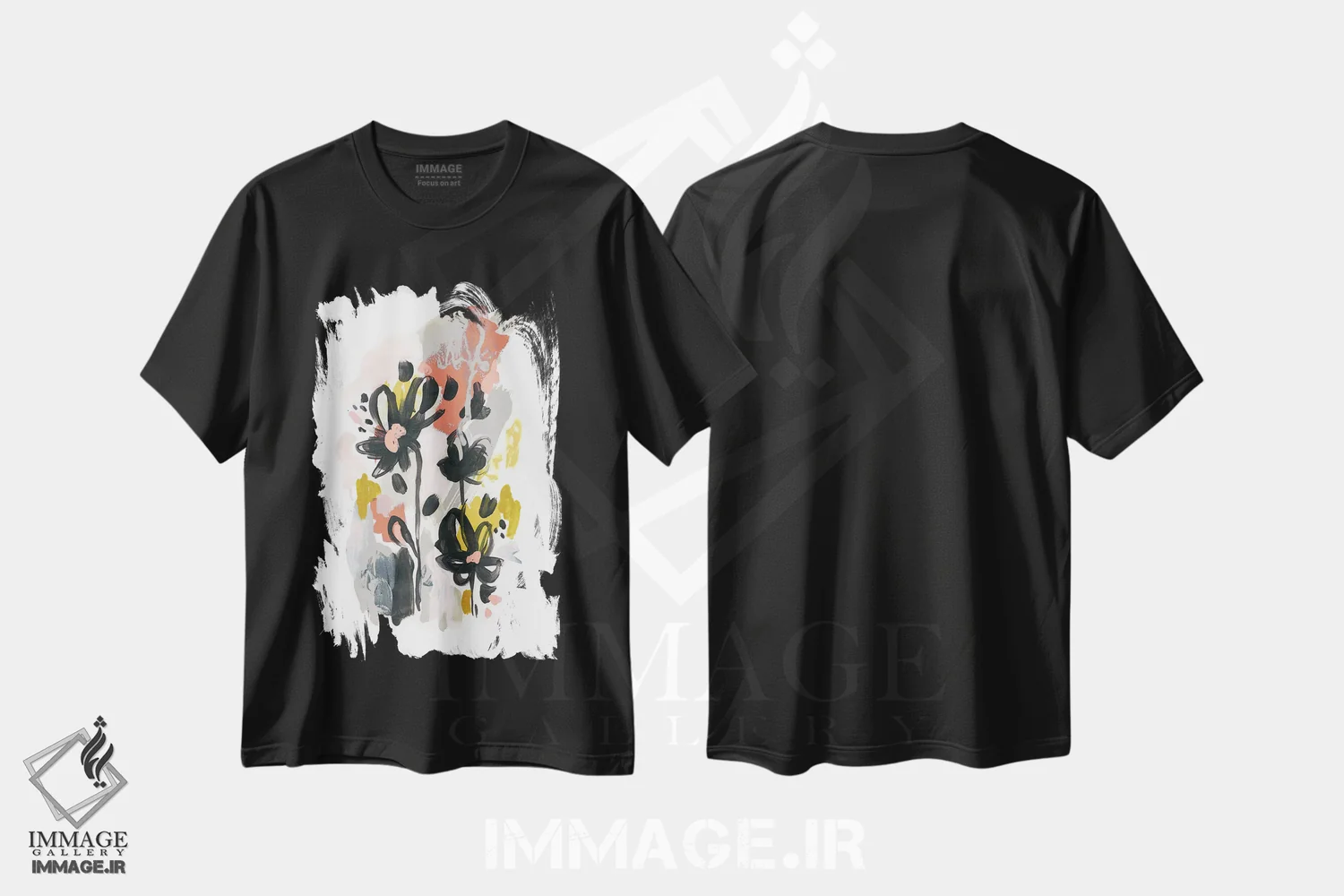 تیشرت مشکی طرح دار گردآوری باغ ۱، آبستره اثر جون اریکا وس | immage.ir