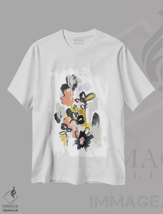 تیشرت سفید طرح دار گردآوری باغ ۴، آبستره اثر جون اریکا وس | immage.ir