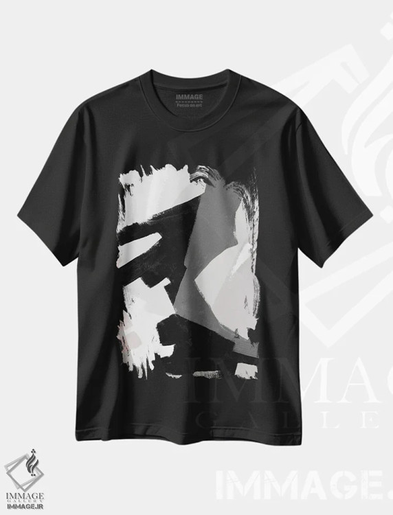 تیشرت مشکی طرح دار ریتم درهم تنیده ۱ اثر جون اریکا وس | immage.ir