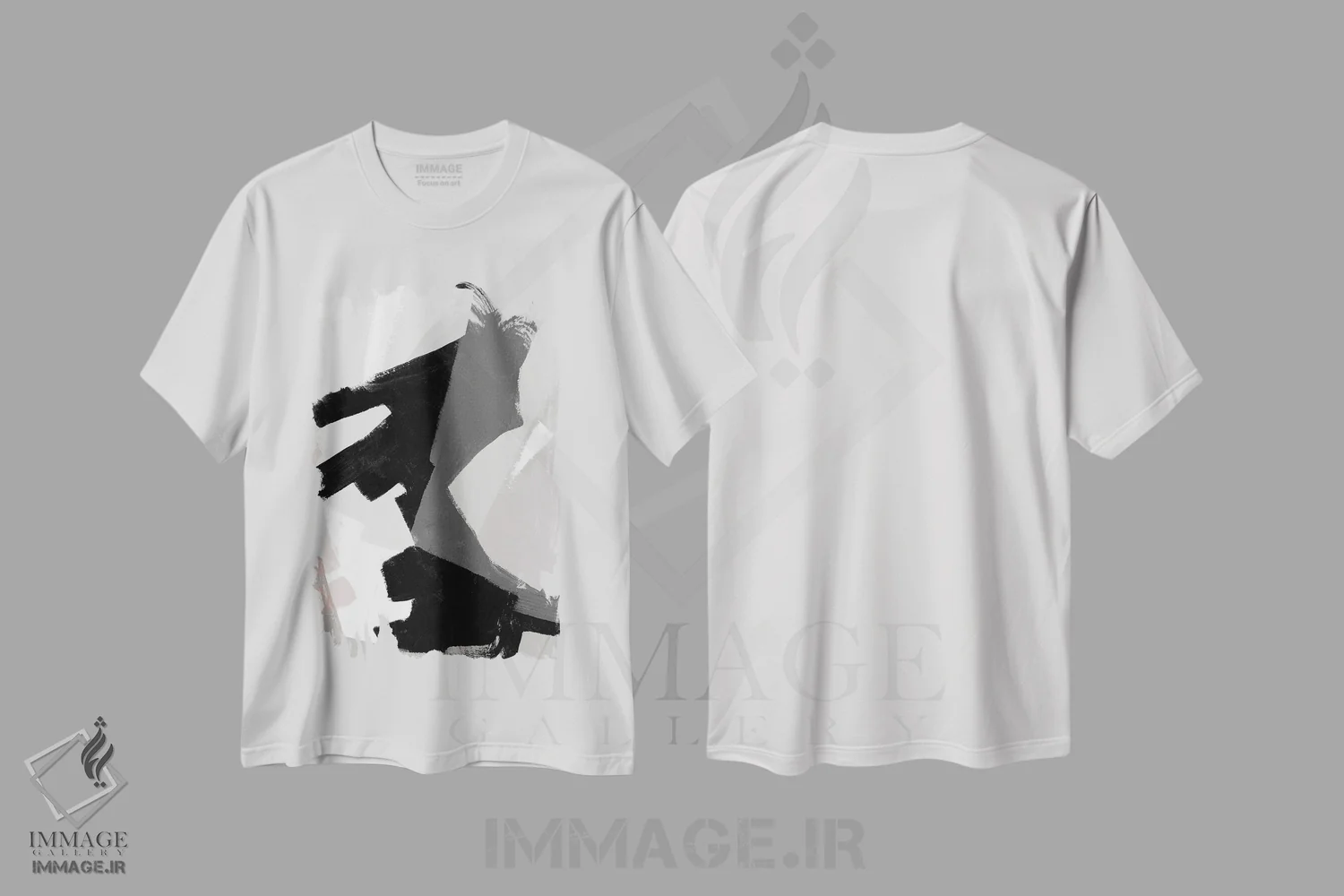 تیشرت سفید طرح دار ریتم درهم تنیده ۱ اثر جون اریکا وس | فروشگاه ایماژ