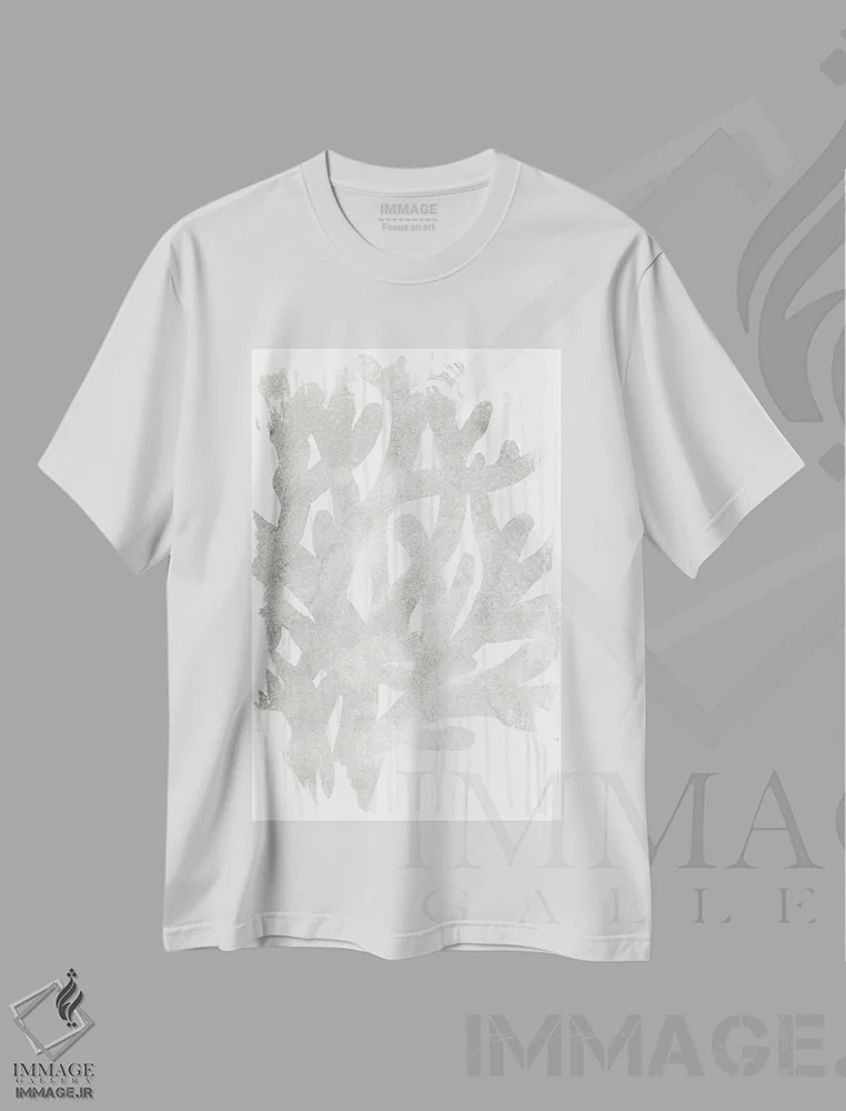 تیشرت سفید طرح دار نخل ها و الگوها ۲، آبستره اثر جون اریکا وس | فروشگاه ایماژ