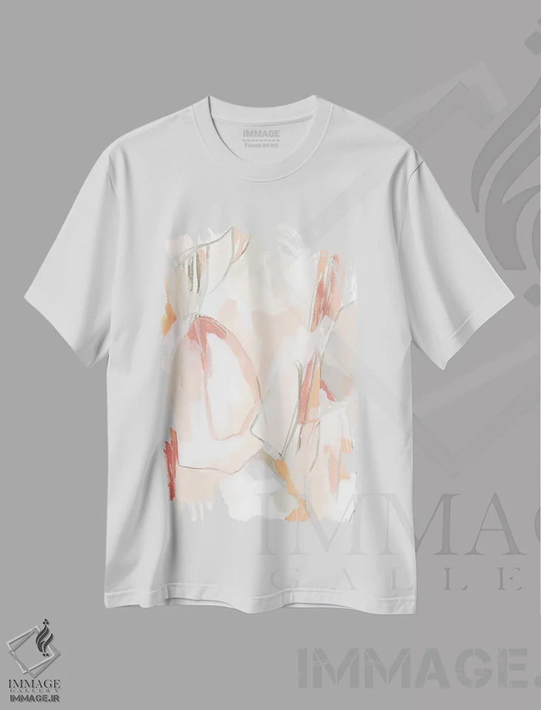 تیشرت سفید طرح دار پازل هلو ۲ اثر جون اریکا وس | immage.ir