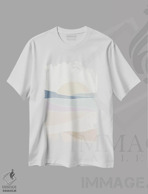 تیشرت سفید طرح دار تابلوی موج ۲، تزئینی اثر جون اریکا وس | immage.ir