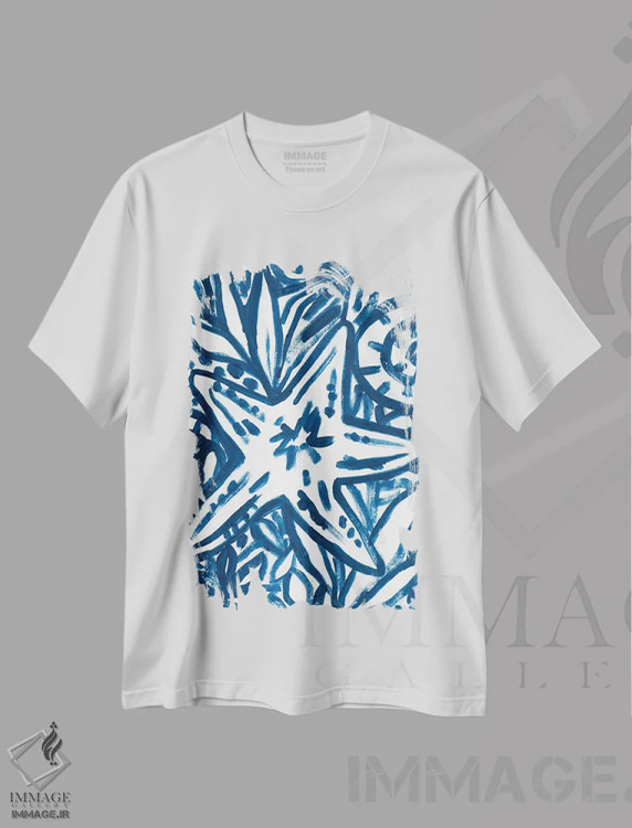 تیشرت سفید طرح دار باتیک ساحل قلم موخورده ۳، آبستره اثر جون اریکا وس | immage.ir