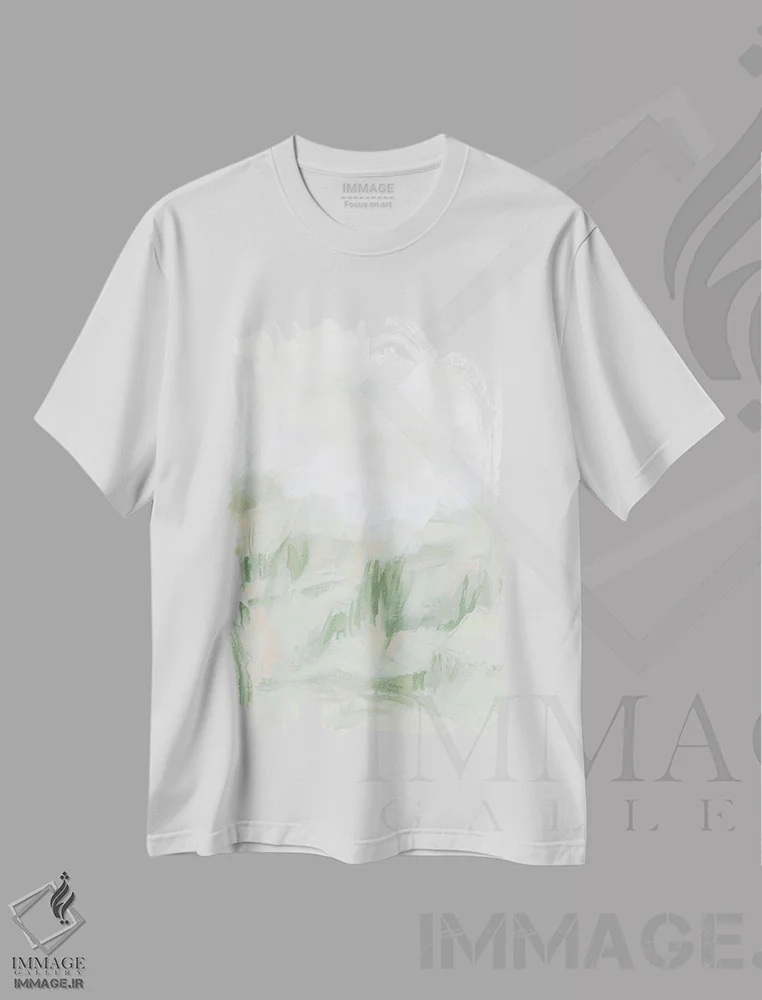 تیشرت سفید طرح دار علف های بیابانی ۲، آبستره اثر جون اریکا وس | فروشگاه ایماژ