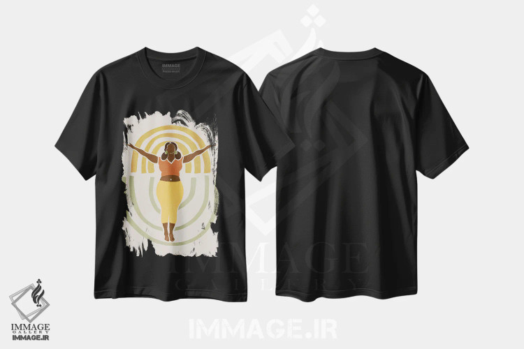 تیشرت مشکی طرح دار اُم با هم ۳، هنر آمریکایی آفریقایی تبار اثر جون اریکا وس | فروشگاه ایماژ