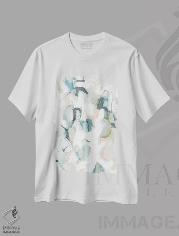 تیشرت سفید طرح دار معادله پاستلی ۲ اثر جون اریکا وس | فروشگاه ایماژ