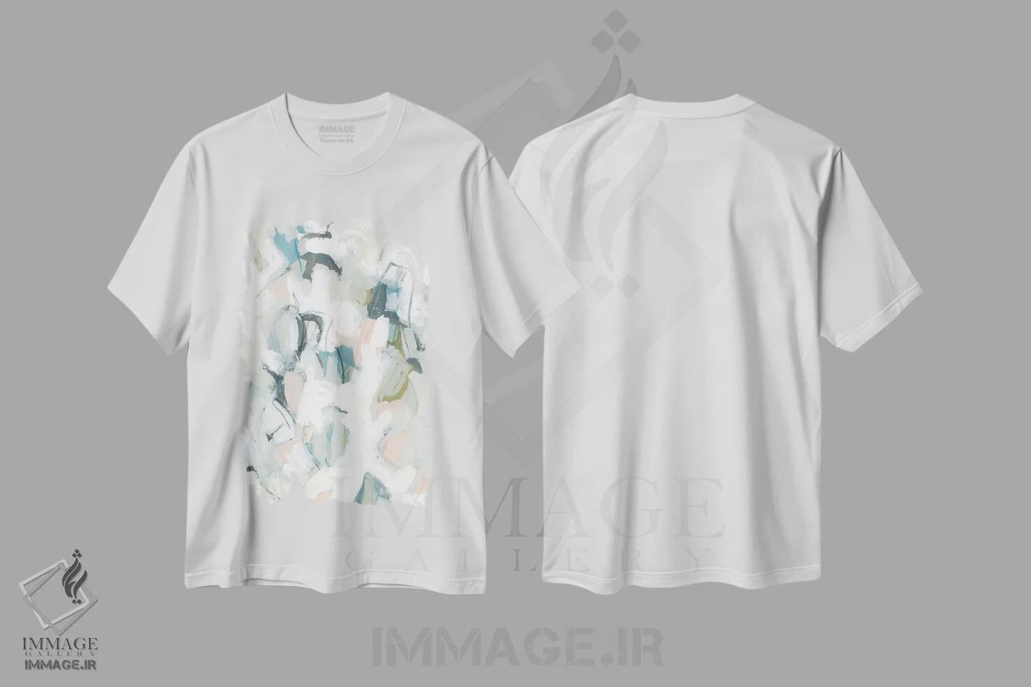 تیشرت سفید طرح دار معادله پاستلی ۲ اثر جون اریکا وس | فروشگاه ایماژ
