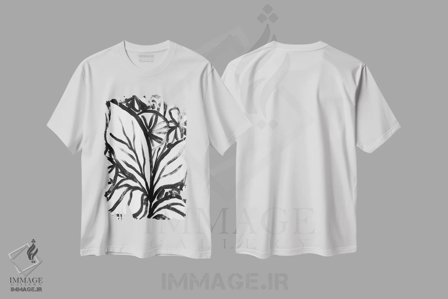 تیشرت سفید طرح دار باغ سومین ۳، آبستره اثر جون اریکا وس | فروشگاه ایماژ