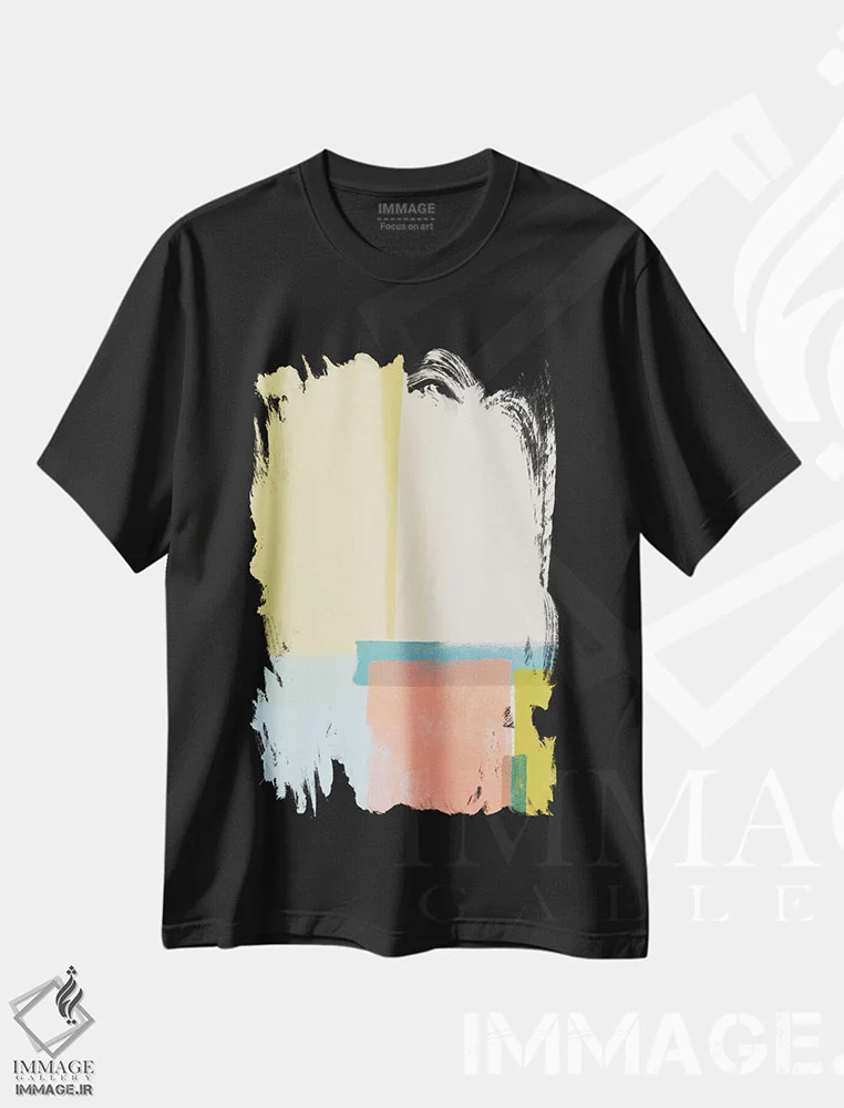 تیشرت مشکی طرح دار چینتا ۱، آبستره اثر جون اریکا وس | فروشگاه ایماژ
