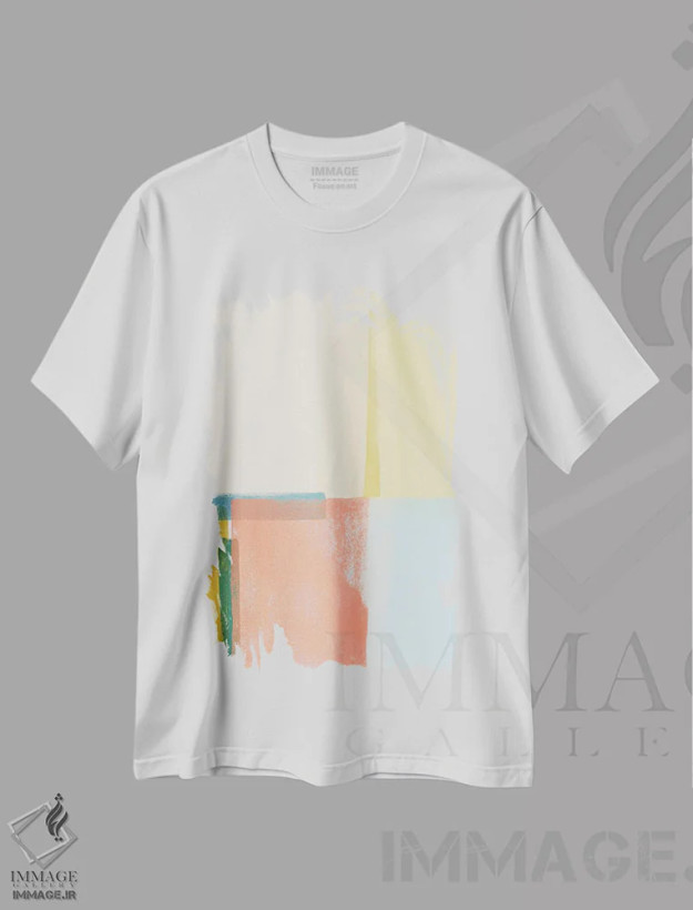 تیشرت سفید طرح دار چینتا ۲، آبستره اثر جون اریکا وس | فروشگاه ایماژ