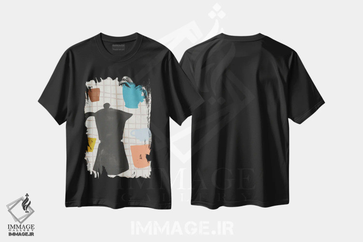 تیشرت مشکی طرح دار برش های قهوه ۱، تزئینی اثر جون اریکا وس | فروشگاه ایماژ