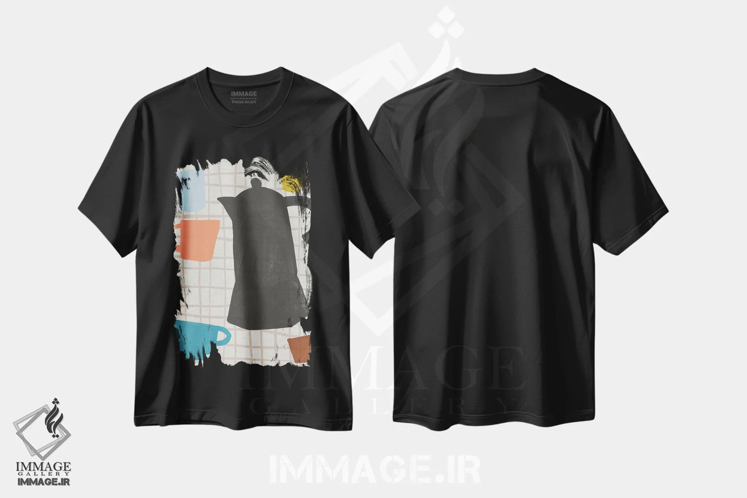 تیشرت مشکی طرح دار برش های قهوه ۲، تزئینی اثر جون اریکا وس | immage.ir