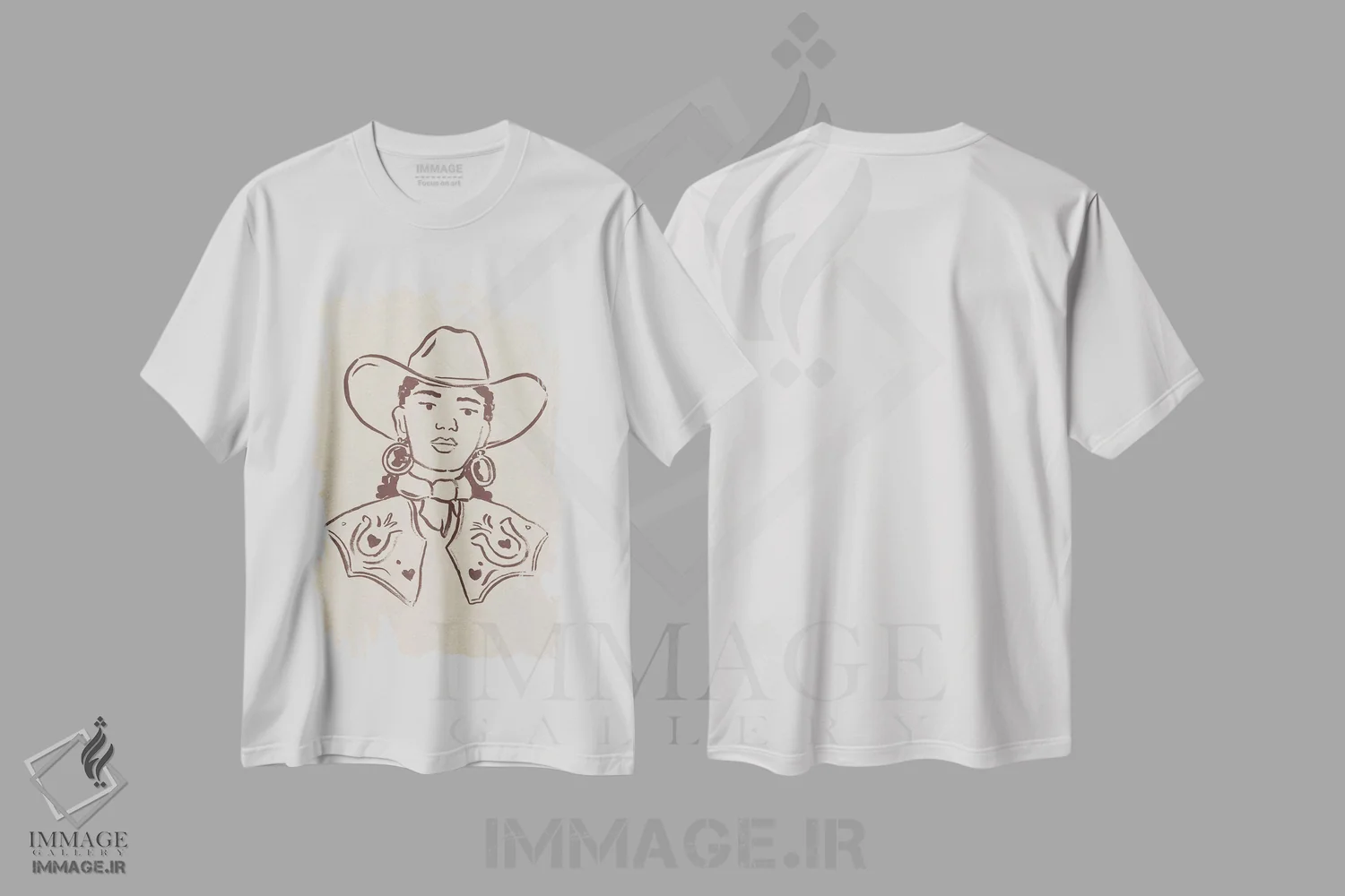 تیشرت سفید طرح دار نمای پروفایل دختر گاوچران ۱، تزئینی اثر جون اریکا وس | immage.ir