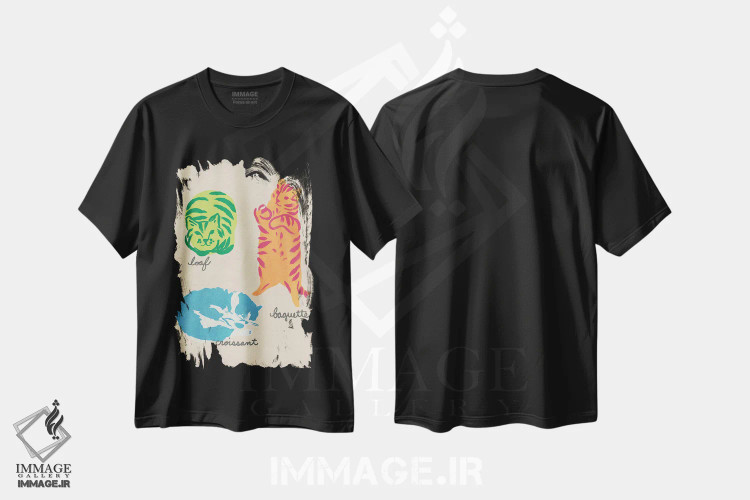 تیشرت مشکی طرح دار اشکال مهم گربه ها ۱، تزئینی اثر جون اریکا وس | فروشگاه ایماژ