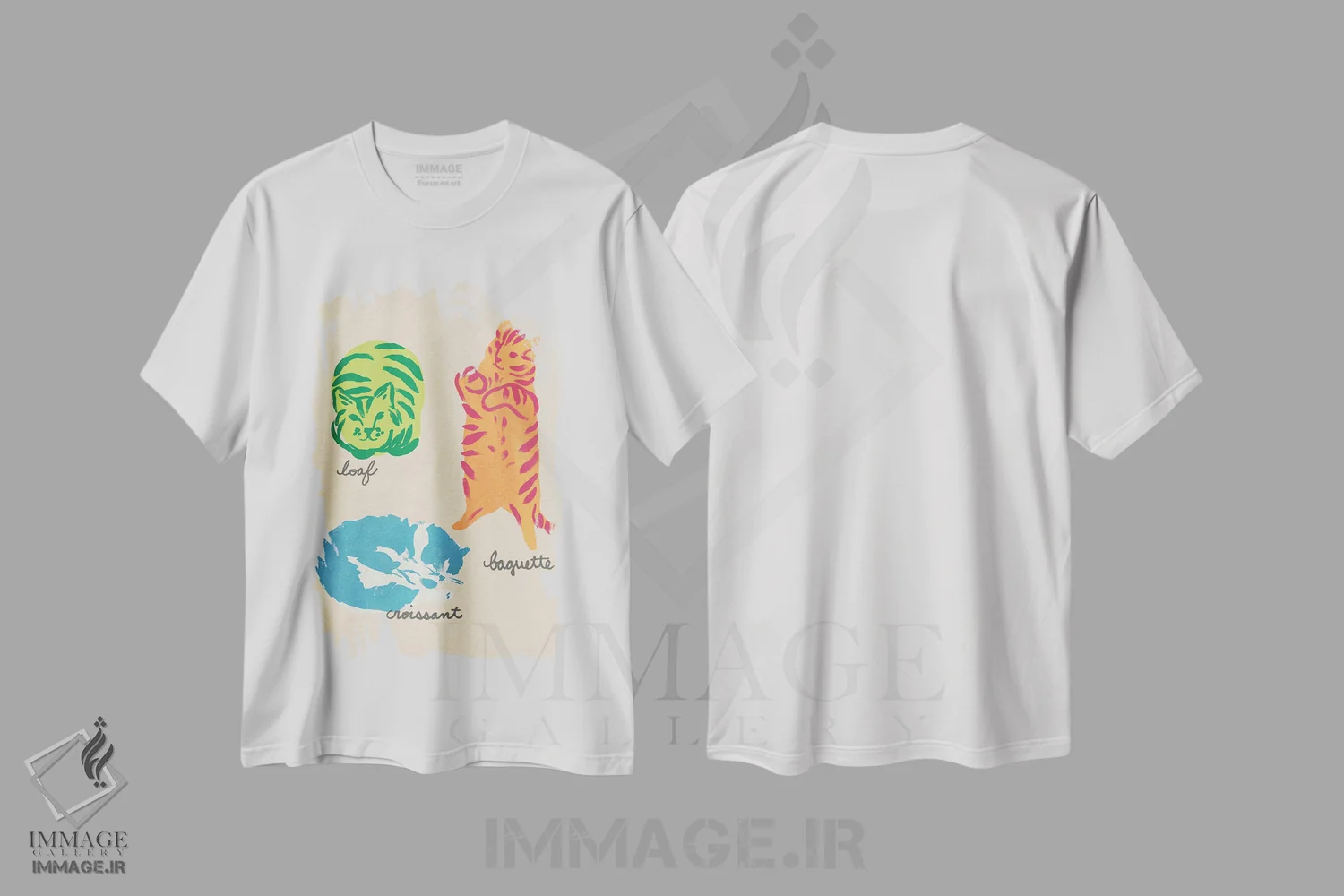 تیشرت سفید طرح دار اشکال مهم گربه ها ۱، تزئینی اثر جون اریکا وس | immage.ir