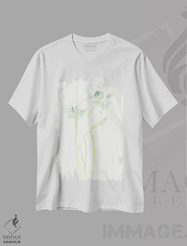 تیشرت سفید طرح دار مطالعه گل ذرت ۲، تزئینی اثر جون اریکا وس | immage.ir