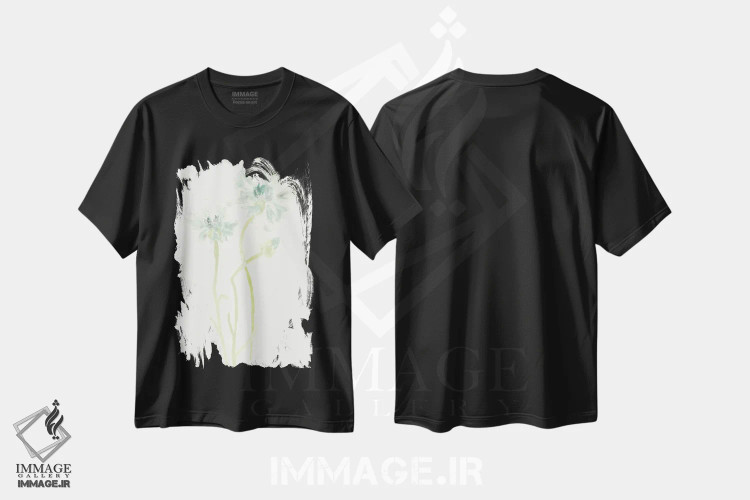 تیشرت مشکی طرح دار مطالعه گل ذرت ۲، تزئینی اثر جون اریکا وس | فروشگاه ایماژ