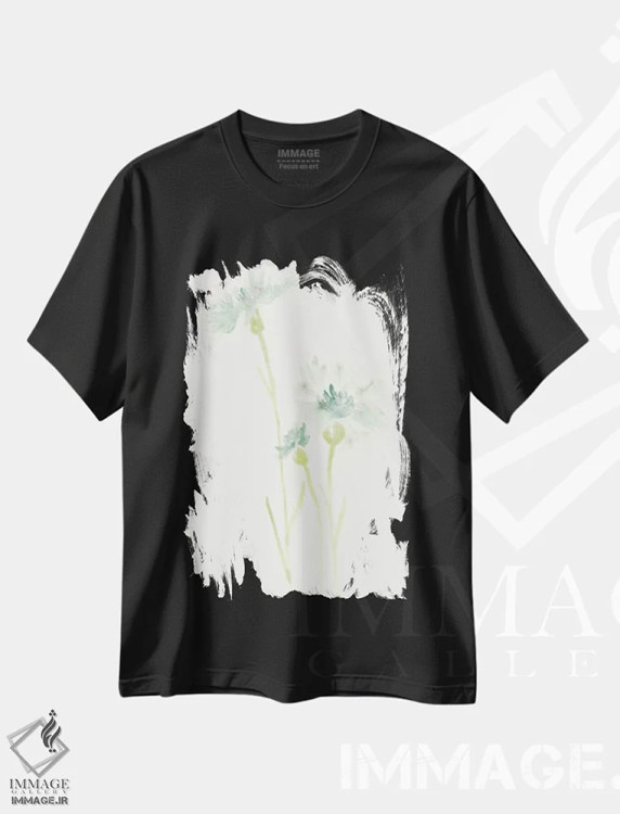 تیشرت مشکی طرح دار مطالعه گل ذرت ۳، تزئینی اثر جون اریکا وس | immage.ir