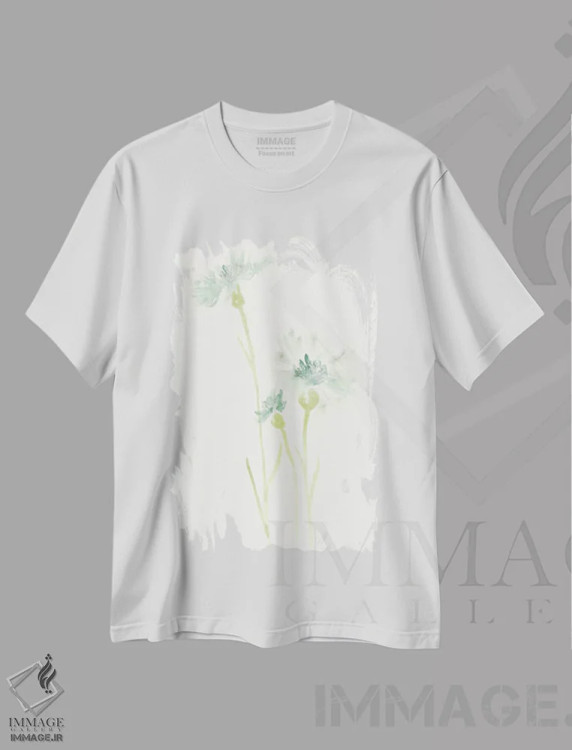 تیشرت سفید طرح دار مطالعه گل ذرت ۳، تزئینی اثر جون اریکا وس | فروشگاه ایماژ