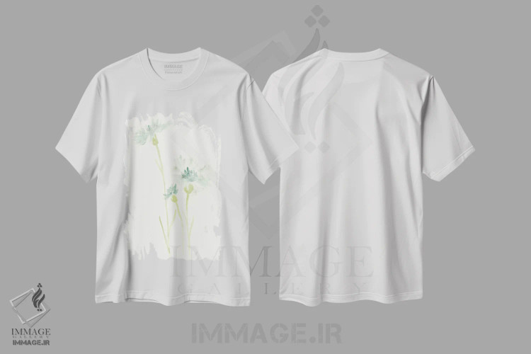 تیشرت سفید طرح دار مطالعه گل ذرت ۳، تزئینی اثر جون اریکا وس | فروشگاه ایماژ